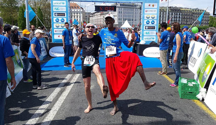 French diplomat Sidy Diallo, right, is here for the TT Marathon which gets underway tomorrow in Freeport. French diplomat Sidy Diallo, right, is here for the TT Marathon which gets underway tomorrow in Freeport.