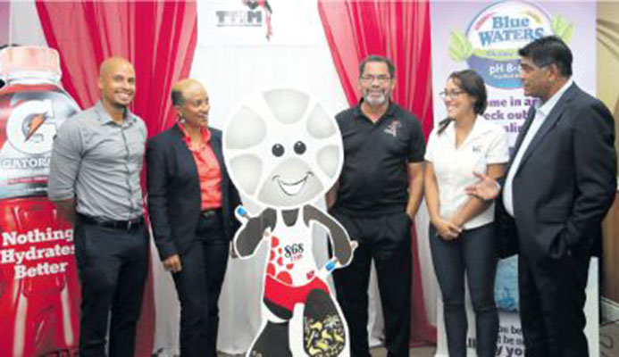 Stakeholders following yesterday’s launch of the T&T International Marathon at Olympic House on Abercromby Street, Port-of-Spain. In photo from left are Gatorade Band Manager Joel Dalrymple, TTIM Chairperson Diane Henderson, Race Director Francis Williams-Smith, Research and Communications Manager Kiss Baking Company Sarah Jones and TTIM General Secretariat/All Sports Promotions Anthony Harford. PICTURE ALLAN V. CRANE Stakeholders following yesterday’s launch of the T&T International Marathon at Olympic House on Abercromby Street, Port-of-Spain. In photo from left are Gatorade Band Manager Joel Dalrymple, TTIM Chairperson Diane Henderson, Race Director Francis Williams-Smith, Research and Communications Manager Kiss Baking Company Sarah Jones and TTIM General Secretariat/All Sports Promotions Anthony Harford. PICTURE ALLAN V. CRANE