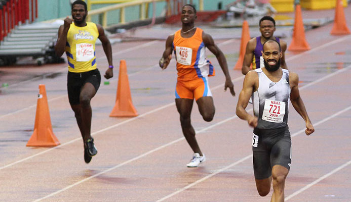 Machel Cedenio easily wins the men’s 400m final at the 2019 NGC/NAAA National Open Championships with a time of 44:52 seconds, at the Hasely Crawford Stadium in Port of Spain, yesterday. Machel Cedenio easily wins the men’s 400m final at the 2019 NGC/NAAA National Open Championships with a time of 44:52 seconds, at the Hasely Crawford Stadium in Port of Spain, yesterday.