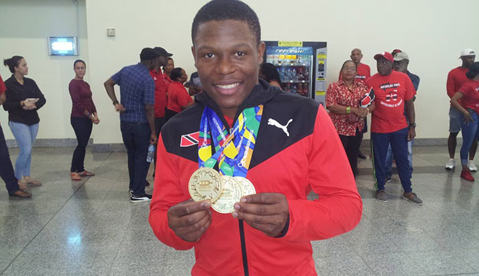 Nicholas Paul after winning three gold medals at the 2018 Central American and Caribbean Games. Paul broke Njisane Phillip's Pan American Games record, today.