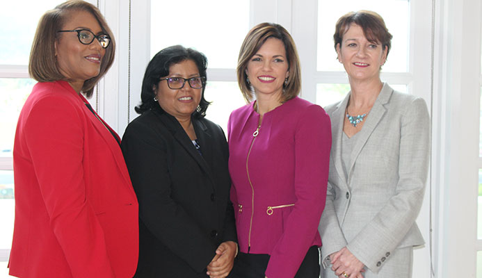 From left, BPTT's managing counsel Wendy Fae Thompson, regional director for procurement and supply chain management Camille Boodhai-Kangal, vice president for corporate operations Giselle Thompson, and regional president Claire Fitzpatrick, From left, BPTT's managing counsel Wendy Fae Thompson, regional director for procurement and supply chain management Camille Boodhai-Kangal, vice president for corporate operations Giselle Thompson, and regional president Claire Fitzpatrick,