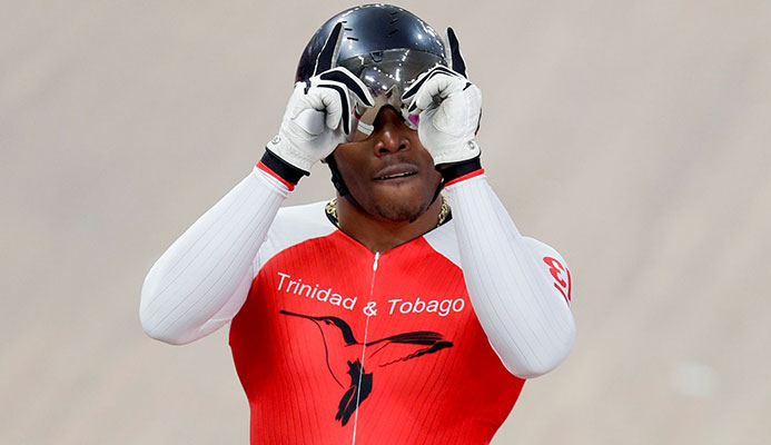 DOUBLE GOLD MEDALLIST! Nicholas Paul of T&T celebrates beating compatriot Phillip Njisanel, also of T&T, to win the gold medal in the track cycling men's sprint final at the Pan American Games in Lima, Peru on August 3. (AP) DOUBLE GOLD MEDALLIST! Nicholas Paul of T&T celebrates beating compatriot Phillip Njisanel, also of T&T, to win the gold medal in the track cycling men's sprint final at the Pan American Games in Lima, Peru on August 3. (AP)