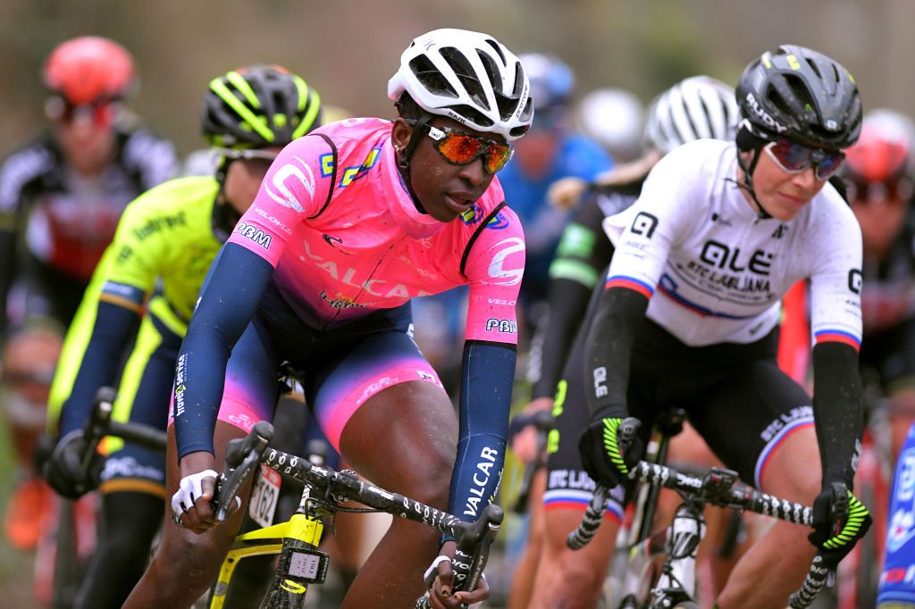 Teniel Campbell of Trinidad and Tobago and Team Valcar-Travel&Service during the 16th Spar Omloop Van Het Hageland 2020 Women Elite – a 130km race from Tienen to TieltWinge (Image credit: Getty Images) Teniel Campbell of Trinidad and Tobago and Team Valcar-Travel&Service during the 16th Spar Omloop Van Het Hageland 2020 Women Elite – a 130km race from Tienen to TieltWinge (Image credit: Getty Images)