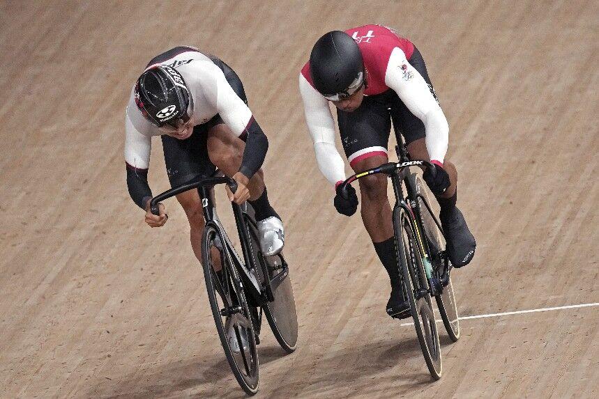 FLASHBACK: Yuta Wakimoto of Team Japan, left, and Nicholas Paul of Team Trinidad and Tobago compete during the 1/8 finals of the track cycling sprint event at the 2020 Summer Olympics, in August, in Izu, Japan. —Photo: AP FLASHBACK: Yuta Wakimoto of Team Japan, left, and Nicholas Paul of Team Trinidad and Tobago compete during the 1/8 finals of the track cycling sprint event at the 2020 Summer Olympics, in August, in Izu, Japan. —Photo: AP
