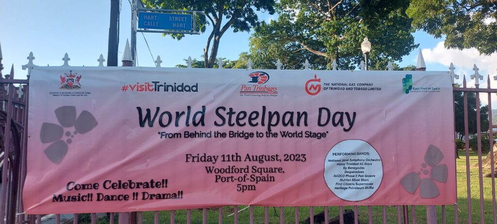 World Steelpan Day banner. Photo by Melissa Doughty (Image obtained at newsday.co.tt) World Steelpan Day banner. Photo by Melissa Doughty (Image obtained at newsday.co.tt)