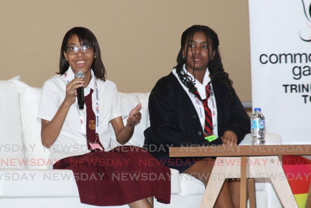 Brianna Simon, student of South East Port of Spain Secondary School, speaks on the topic of safeguarding for a panel discussion along with Kyra Lucio-Barrow of Bishop Anstey High School at An Ear for Youth Youth Voice Conference at Bishop Anstey High School, Port of Spain on February 23. - Photo by Faith Ayoung (Image obtained at newsday.co.tt) Brianna Simon, student of South East Port of Spain Secondary School, speaks on the topic of safeguarding for a panel discussion along with Kyra Lucio-Barrow of Bishop Anstey High School at An Ear for Youth Youth Voice Conference at Bishop Anstey High School, Port of Spain on February 23. - Photo by Faith Ayoung (Image obtained at newsday.co.tt)