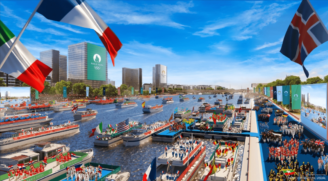 Renderings provided in a press kit and described as “intended to underline the artistic potential of this exceptional setting. However, they in no way show or mean to influence the final artistic concept.” Florian Hulleu—Paris 2024 (Image obtained at time.com) Renderings provided in a press kit and described as “intended to underline the artistic potential of this exceptional setting. However, they in no way show or mean to influence the final artistic concept.” Florian Hulleu—Paris 2024 (Image obtained at time.com)