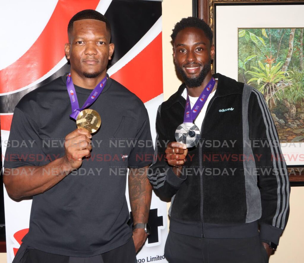 TT's Jereem 'The Dream' Richards is welcomed home by members of his Abilene Wildcats Club, at the Piarco International Airport on September 22. (Image obtained at newsday.co.tt)