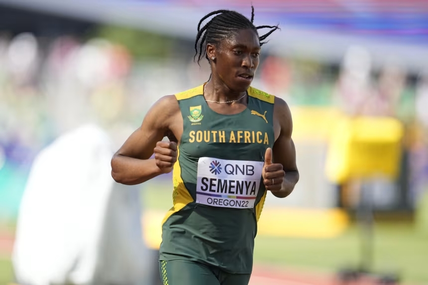 South African Caster Semenya competes in the women's 5000-meter run at the World Athletics Championships in 2022. (Ashley Landis/AP/File) (Image obtained at edition.cnn.com)