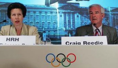 Bidding buddies ... Princess Anne and Sir Craig Reedie in Singapore in 2005 when London was awarded the Olympics. Photo: Bazuki Muhammad
