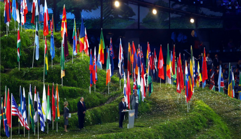 Coe speaks to the world at the London 2012 Olympic Opening Ceremony